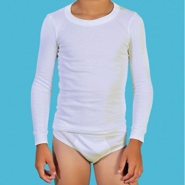 3 Camisetas térmicas niño manga larga 100% algodón afelpado